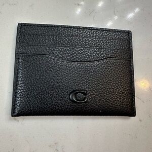 Coach Pebbled Black Card Holder